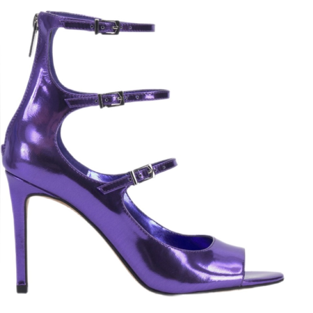 Vince Camuto Anika Buckle Strap Open Toe Pump Party Purple Size 7.5 - Picture 3 of 8
